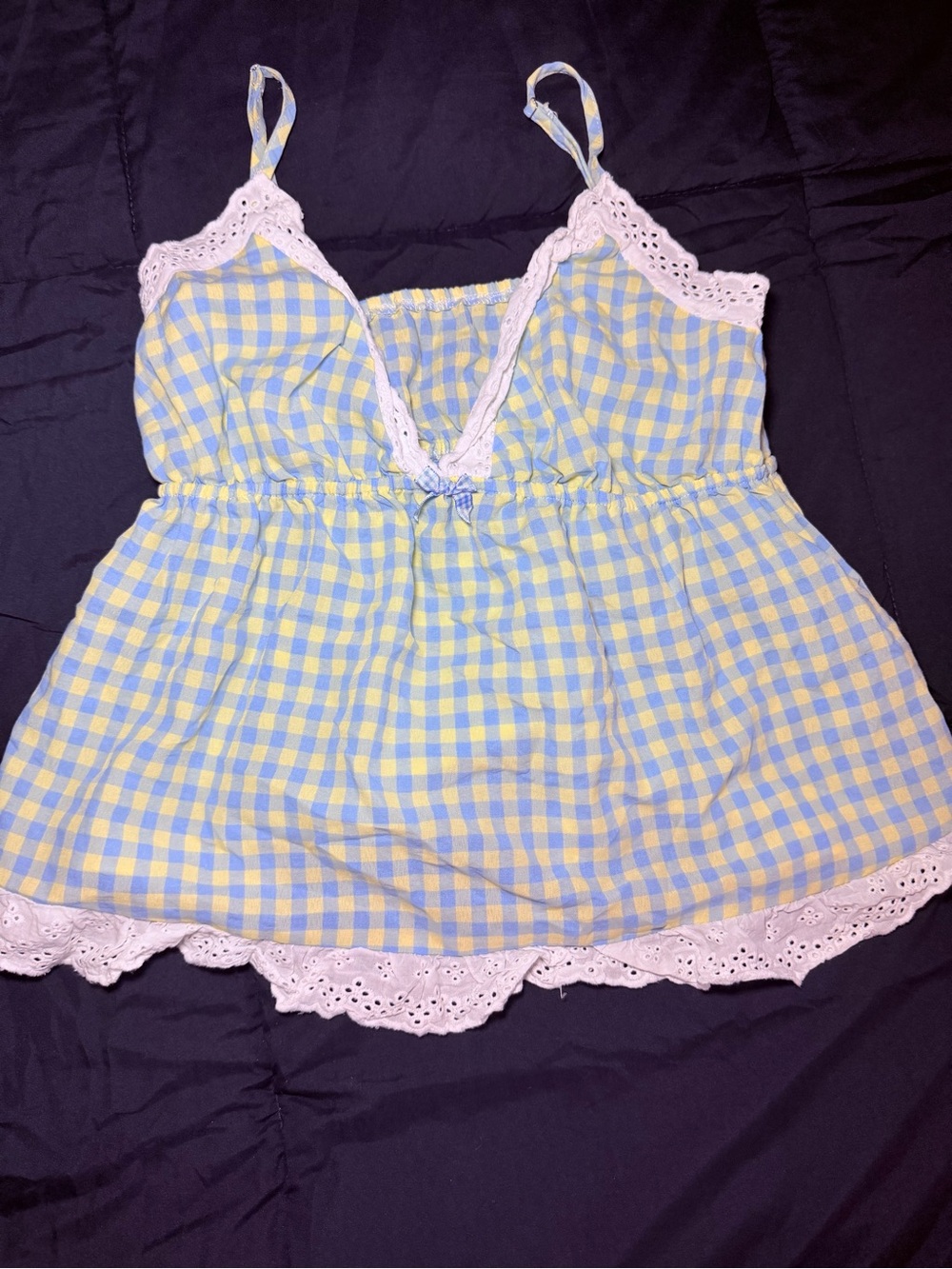 SHEIN Yellow & Blue Gingham top